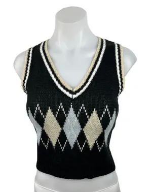 Princess Polly Knitted V-Neck Sleeveless Pullover Crop Vest Sweater Top Sz XS/S thumbnail 1
