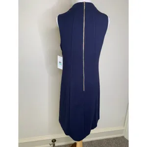 NWT Harper Rose Navy Blue Shift Dress Mod 60s Style Front Gold Buttons Sz 8 thumbnail 2