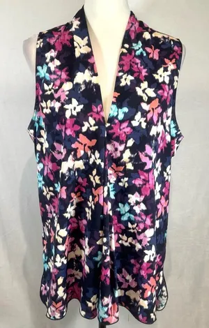 Nine West colorful neck floral top size large thumbnail 1