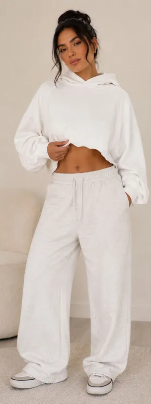 TNA Aritzia Sweatfleece Terry Mega Fit White‎ Cropped Raw Hem Hooded Sweatshirt thumbnail 1