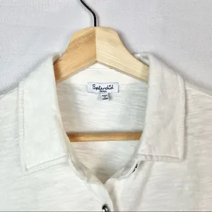 Splendid White Roma Tie Front Button Down Short Sleeve S‎ thumbnail 5
