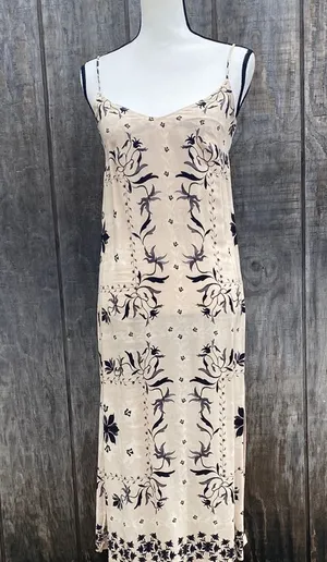 EUC Forever 21 Cream Slip Midi Dress Spaghetti Strap Cocktail Size 2 Whimsical thumbnail 1