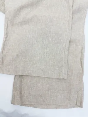 Abercrombie & Fitch Sloane Linen Blend Tailored Wide Leg Pant Tan Ecru Beige thumbnail 8