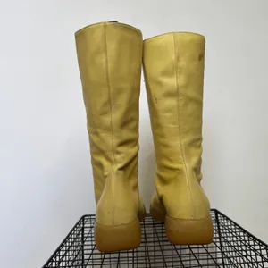 Vintage 1990s Bettye Muller Sedona Leather Lace Up Boots Italy Yellow Sz 7 thumbnail 9