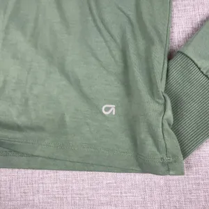 GapFit T-Shirt Womens Large Green Long Sleeve Cropped GDry Athletic Top Tagless thumbnail 5