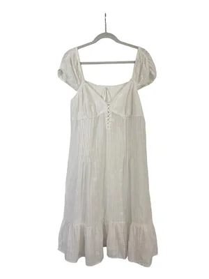 Anthropologie Cap-Sleeve Lace-Up Babydoll Dress Size XL thumbnail 3