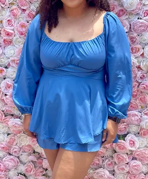 Longsleeve Blue Romper Size XL thumbnail 1