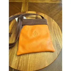 Vera Pelle Florio Bazaar Small Orange/Tan Leather Style Crossbody Bag thumbnail 6