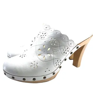 Vintage Colin Stuart 6 clogs perforated leather platform high heels studs pumps thumbnail 2
