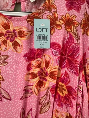 Loft Women’s Pink Floral Midi Dress w/ Tie Waist Size XXSP thumbnail 8