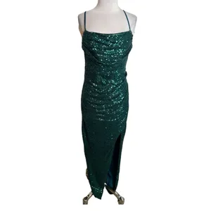 Ricarica‎ sequin gown maxi green holiday Sz L thumbnail 4
