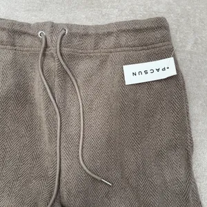 PacSun‎ Baggy Herringbone Knit Pants Taupe Brown Cotton Drawstring Womens S NEW thumbnail 3