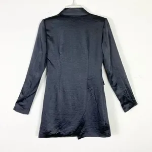 Princess Polly Suzie Black Crepe Satin Double Breasted Blazer Jacket Dress Sz 0 thumbnail 5
