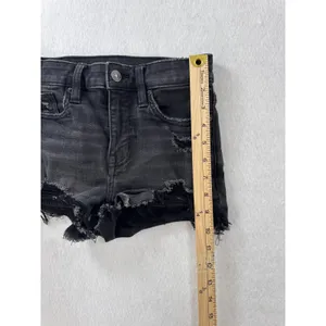 American Eagle Next Level Stretch Distressed Black‎ Denim Shorts Womens Size 00 thumbnail 6