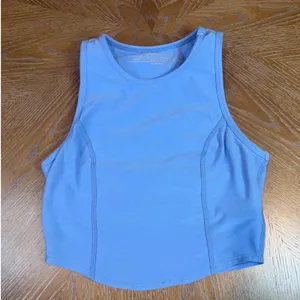 Beyond‎ Yoga Spacedye Cropped Motivate Tank Top Built in Bra Light Blue Size XS thumbnail 2