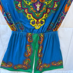 Vibrant Boho Paisley Mini Dress 🌈 Deep V Neck Festival Summer Dress | Blue & Green Statement Piece | Size S (Forever 21) ✨ thumbnail 7
