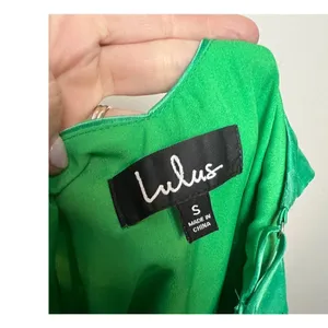 Lulu’s Chic Style Green Floral Jacquard Satin High-Low Midi Wrap Dress Sz. S thumbnail 6