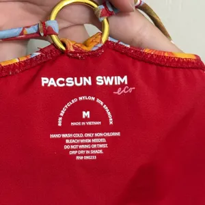 Pacsun Red Floral Addison Ring Bikini Matching Swimsuit Set Bandeau Resort S/M thumbnail 5