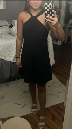Black Cross Neck Dress  thumbnail 1