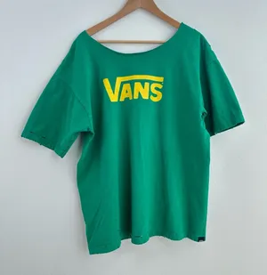Vans Green Destroyed off the shoulder Tee thumbnail 1