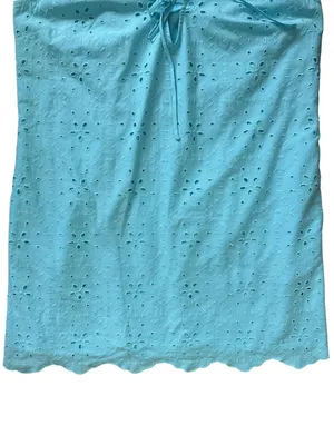 NWT A New Day Eyelet Mini Dress Blue V-Neck Tie Front Size Large thumbnail 7