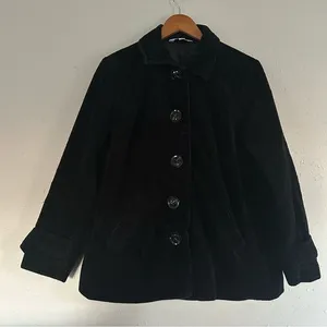 Relativity Black Corduroy Button Down Jacket Cardigan Sweater Fall Large thumbnail 1