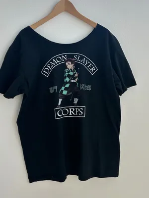 Demon Slayer Off The Shoulder Anime Graphic T-shirt thumbnail 1