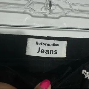 Reformation Julia High Rise Cigarette‎ Jean Black Ripped Knee Size 24 90s Sporty thumbnail 8
