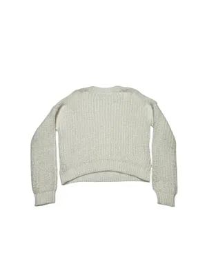Madden Girl Ivory Chunky Knit Cropped Sweater Women SizeL Cozy Textured Pullover thumbnail 2
