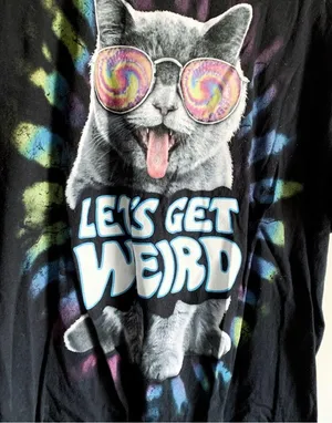 ODM Crazy Hippie Cat Tie Dye Graphic TShirt XL thumbnail 2