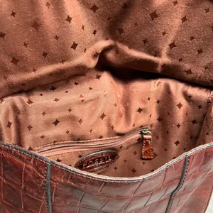 Fossil Crossbody Bag‎ Croc Embossed Leather Brown Women Small ZB5438 thumbnail 6