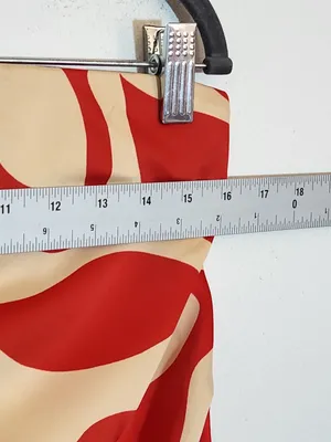 House of Harlow Red and Cream Tropical Print Satin Strapless Maxi Dress Size Med thumbnail 6