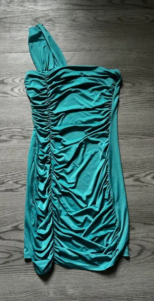 Arden B Teal Blue One Shoulder Ruched Bodycon Mini Dress Womens Cocktail Party thumbnail 1