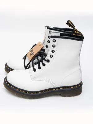 Dr Martens White Leather Combat‎ Boots Size 6 thumbnail 10