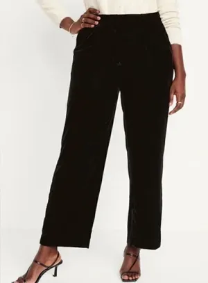 Old Navy Black Extra High Rise Velvet Wide Leg Pants(Size Small) thumbnail 1