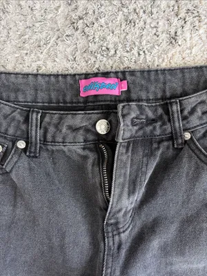 Edikted Low Rise Wide Leg Black Wash Jeans Size M thumbnail 2