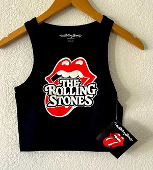 ROLLING STONES Black Crop Top thumbnail 1