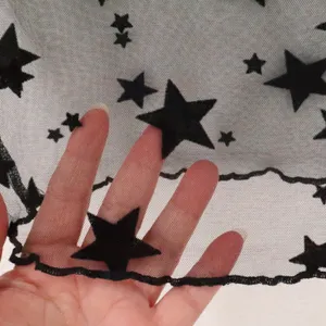 Velvet Star Sheer Mesh Crop Top Womens Size S Black‎ Celestial Indie Sleeze Goth thumbnail 2