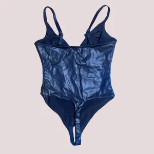 NWT Popilush Black Faux Leather Corset Top‎ Shapewear Bodysuit - Large thumbnail 5