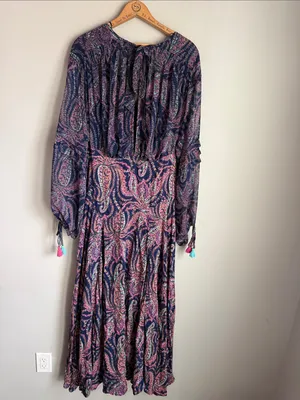 NEW Free People Mirage Paisley Bandana Print Sapphire Combo Maxi Dress 12 thumbnail 3