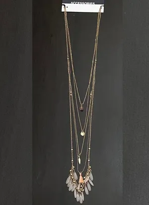 Gold-tone Multi Layered Tassel Beaded Long Necklace thumbnail 9