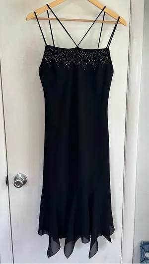 Aspeed USA 90s/y2k Vintage Asymmetrical Whimsygoth Midi Dress. Size: Medium. thumbnail 1