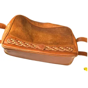 Vintage 90's Lladro purse Bag Shoulder Crossbody Woven Leather Brown Brass thumbnail 8