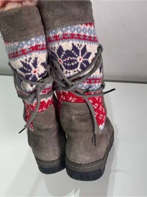 Clarks Boots Leather Fair Isle Knit Fur Lining Winter Boots Women's 7.5 M thumbnail 7