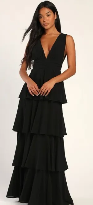LULU’S Amazing Evening Black Tiered Maxi Dress thumbnail 1