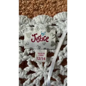 Justice White Crochet Knit Cardigan Girls Size 12/14 adult XS Floral Detail thumbnail 2