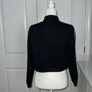 Black Cropped Half Zip Sweater Size XS thumbnail 3