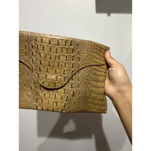 Vintage y2k J J Winters Croc Leather Bag Pouch Case Clutch Tan Brown P thumbnail 3