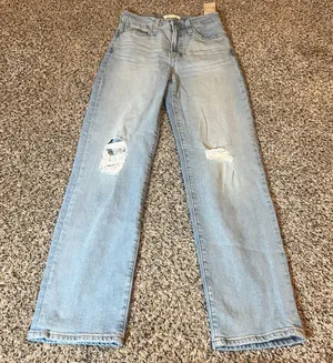 Madewell The Perfect Vintage Straight Jean‎ Light Wash Distressed Size 24 thumbnail 1