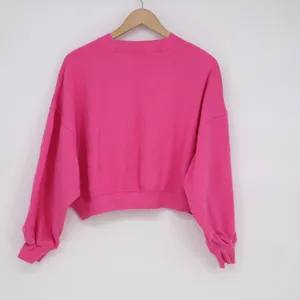 Old Navy Womens Hot Pink Cropped Sweatshirt Relaxed Crew Neck Fleece Medium thumbnail 5